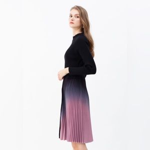 Black Knit Dress With Open Side Pleats